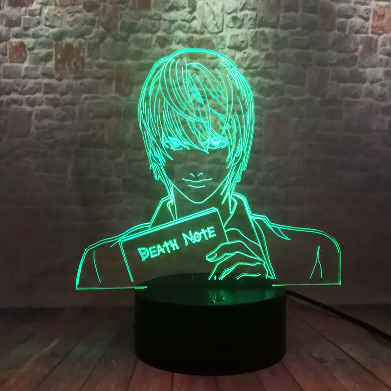 Тетрадь смерти Yagami светильник аниме Рисунок Модель 3D Иллюзия светодиодный 7