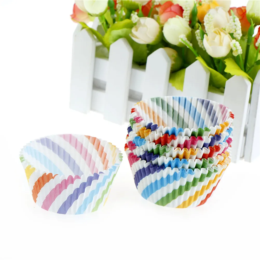 100 шт./лот цветная радужная бумага форма для кексов формы выпечки Маффин