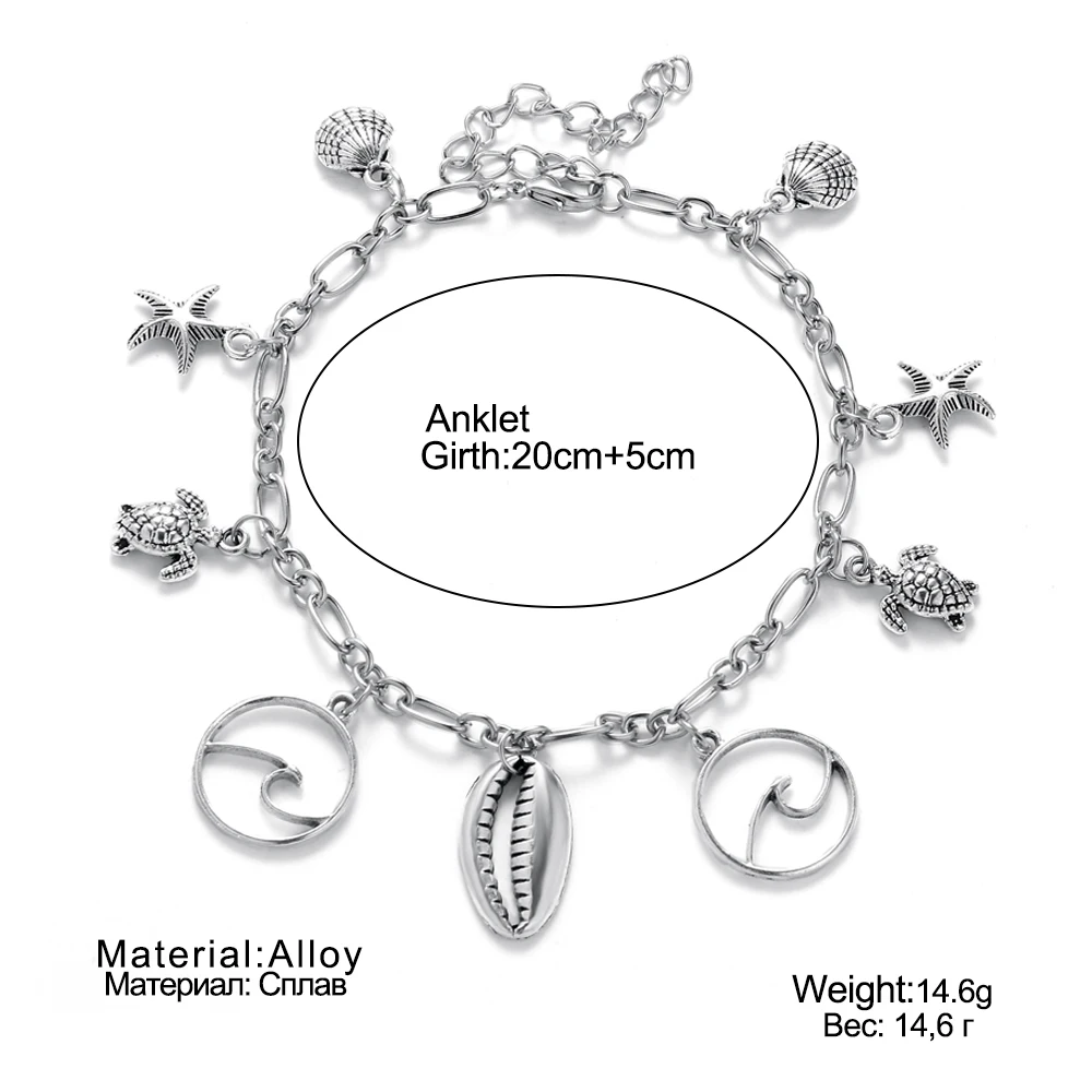 FNIO богемский волнистый кулон с волной ножной браслет для женщин 2018 на лодыжке