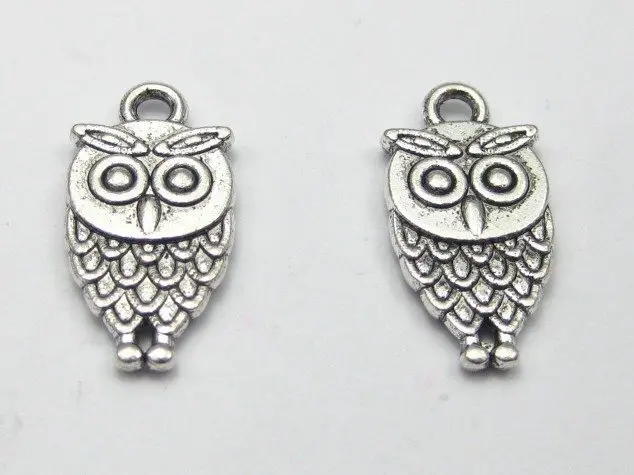 

50 Tibet Silver Colour Tone Owl Charm Pendants