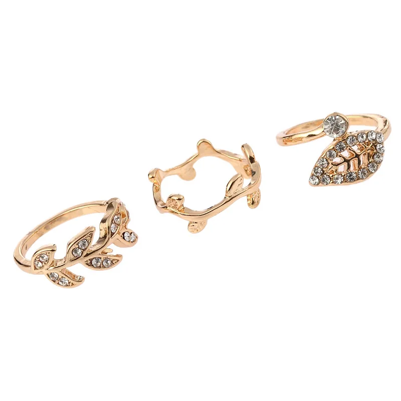 Набор женских колец в стиле панк с имитацией листьев 3 шт. 8RD157|fashion ring set|ring setset fashion