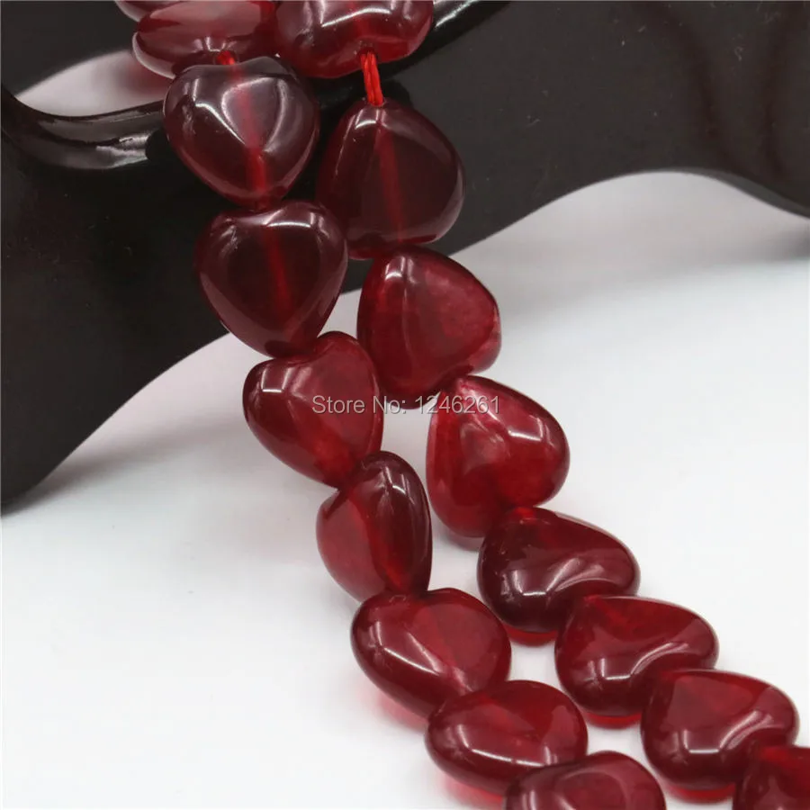 12 мм аксессуары Красный рубис нефрит поделки россыпью Diy бусины сердце камень