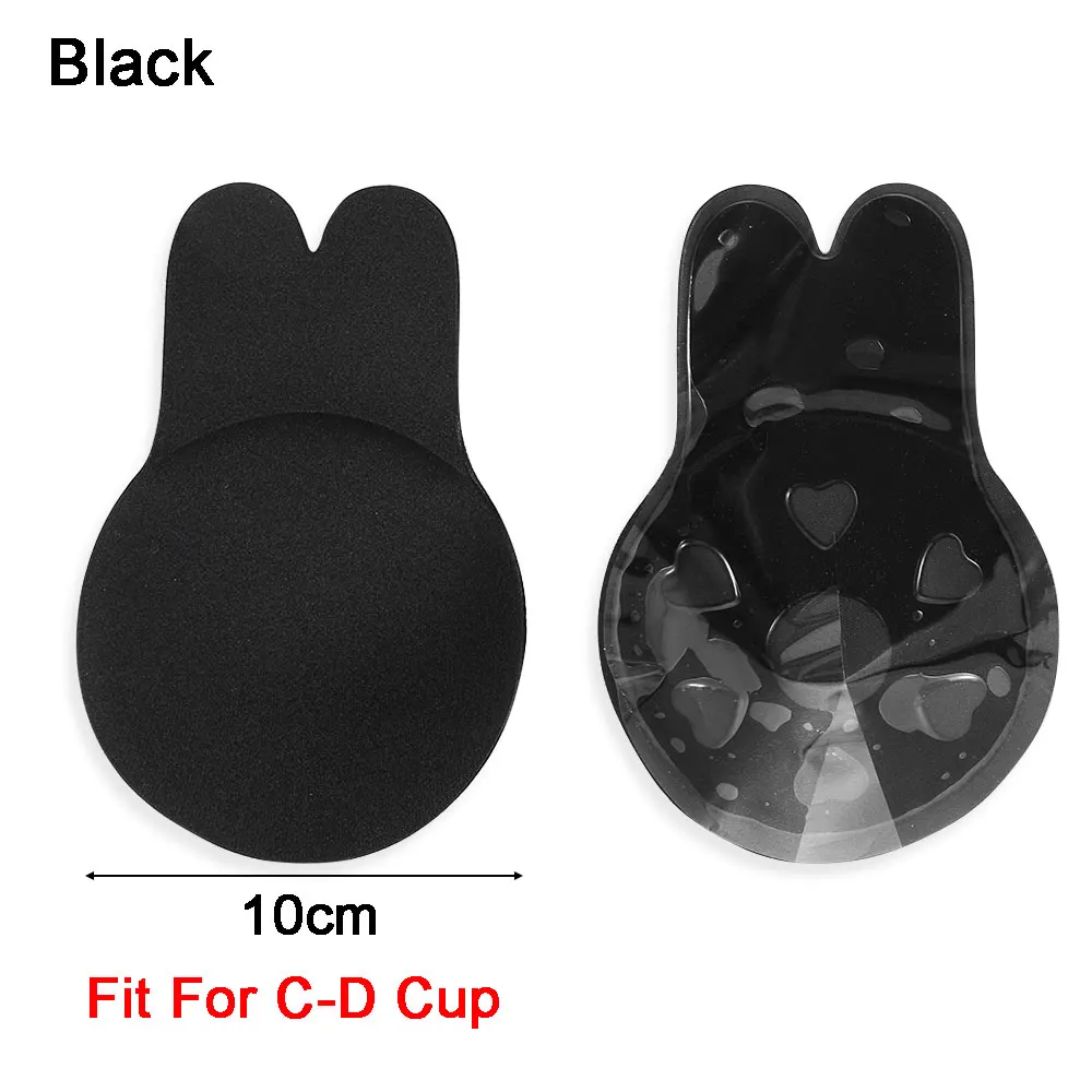 Black - for C-D Cup 1 пара, женская мода, самоклеющийся бюстгальтер пуш-ап, укороченный топ, силиконовый чехол для соски, наклейки, Сексуальный Невидимый бюстгальтер, бюстгальтер без косточек и лямок - Цвет: Black - for C-D Cup