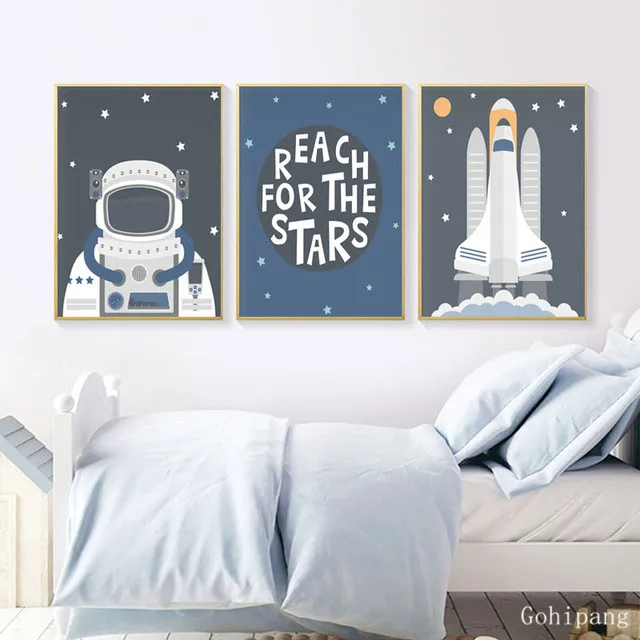 Астронавт космический корабль плакаты настенное искусство холст живопись