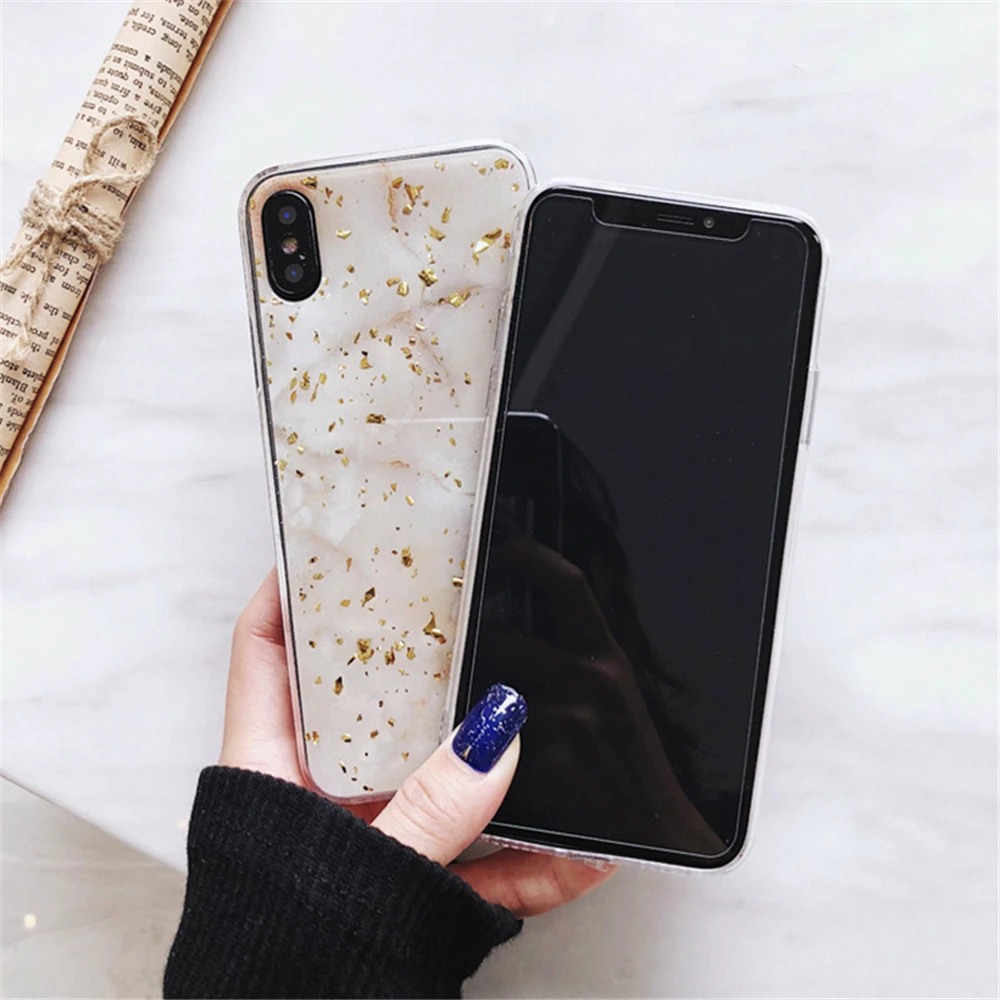 Luxury Gold Foil Bling Marble Phone Case For iPhone11 Pro X XS Max XR Soft TPU Cover iPhone 7 Plus 8 6 6s Glitter |