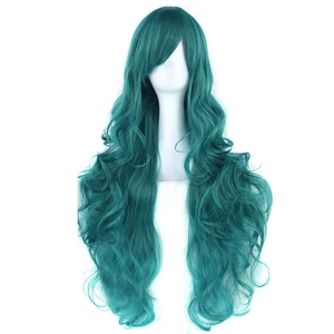 Soowee 20 цветов 80 см длинные вьющиеся волосы зеленые косплей парики термостойкие синтетические волосы аксессуары для вечерние черный парик для женщин