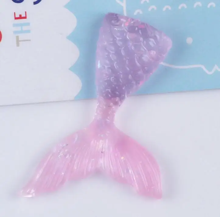 pink Kawaii Русалка из смолы хвост DIY плоские резиновые кабошоны аксессуары 11 цветов на выбор - Color: pink