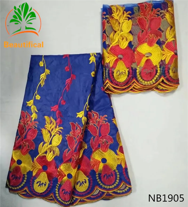 Beautifical Flower embroidery bazin riche fabric in African 2017 High quality gentzer for occasion women dress 7yards NB19 | Дом и сад