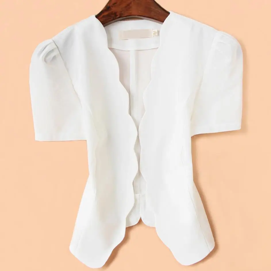 

plus size 5XL!2020 summer office lady Cardigan blazer women short sleeve Shawl Wild Mesh small suit