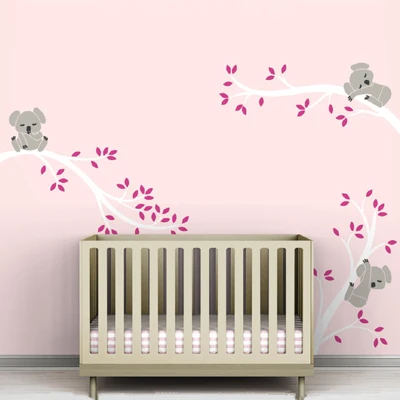 color 25 Милые 3 Koalas ветви деревьев детские настенные наклейки настенные съемные художественные наклейки DIY виниловый плакат для детской комнаты украшение дома - Цвет: color 25