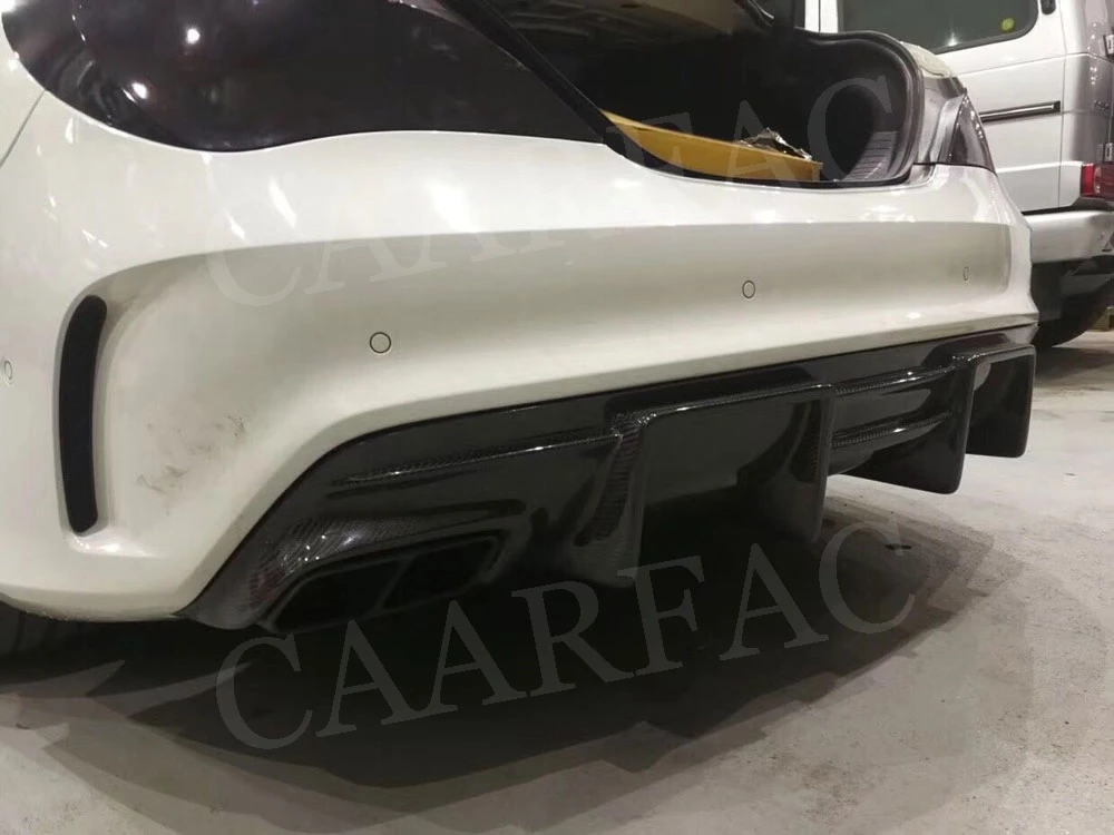 Углеродного волокна заднего бампера для Mercedes Benz CLA класс W117 CLA200 CLA250 CLA260 CLA45 2013- FRP с 4 Выход выхлопных газов