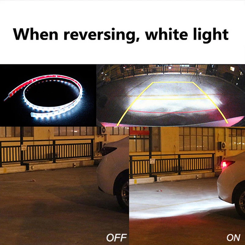Супер яркий 4" RGB Автомобильный задний тормозной сигнал поворота, струящийся светодиодный светильник, 12 В, двухсторонняя лента, задний тормозной светильник, автомобильный стиль