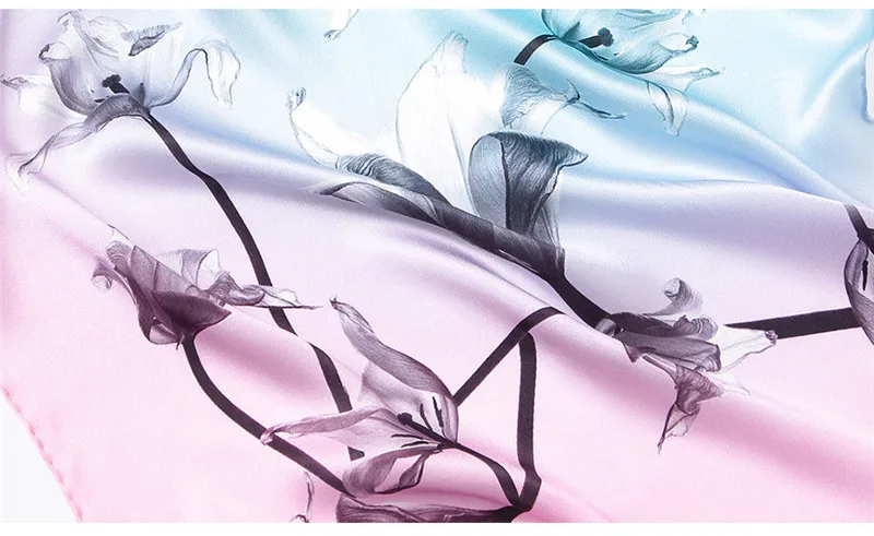 Butterfly Print Silk Scarf Spring Pure Silk Scarf Shawl Hand-rolled Edges Natural Silk Scarf Women Fashion Scarves Wraps