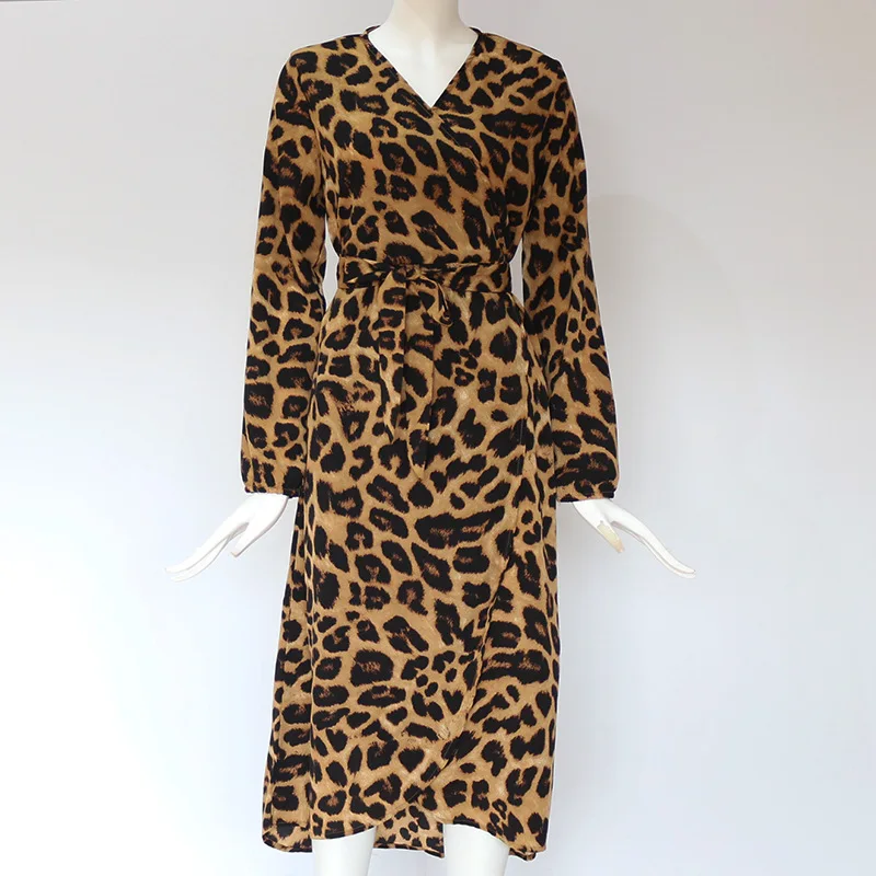 

ZOGAA Leopard Party Dress 2019 Women Chiffon Long Evening Party Dress Sexy Long Sleeve V-neck Leopard Dress Vestidos de fiesta