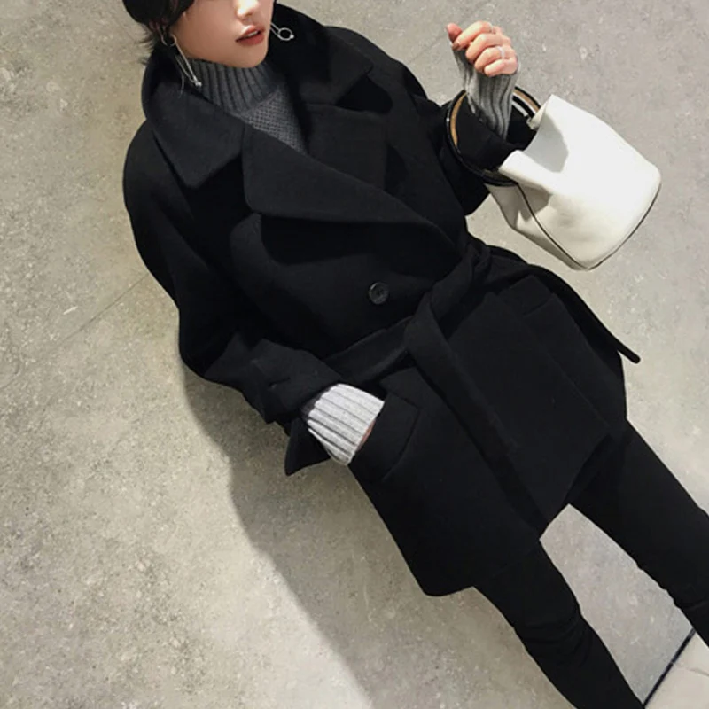 Женское двубортное кашемировое пальто abrigos mujer invierno популярное шерстяное зима