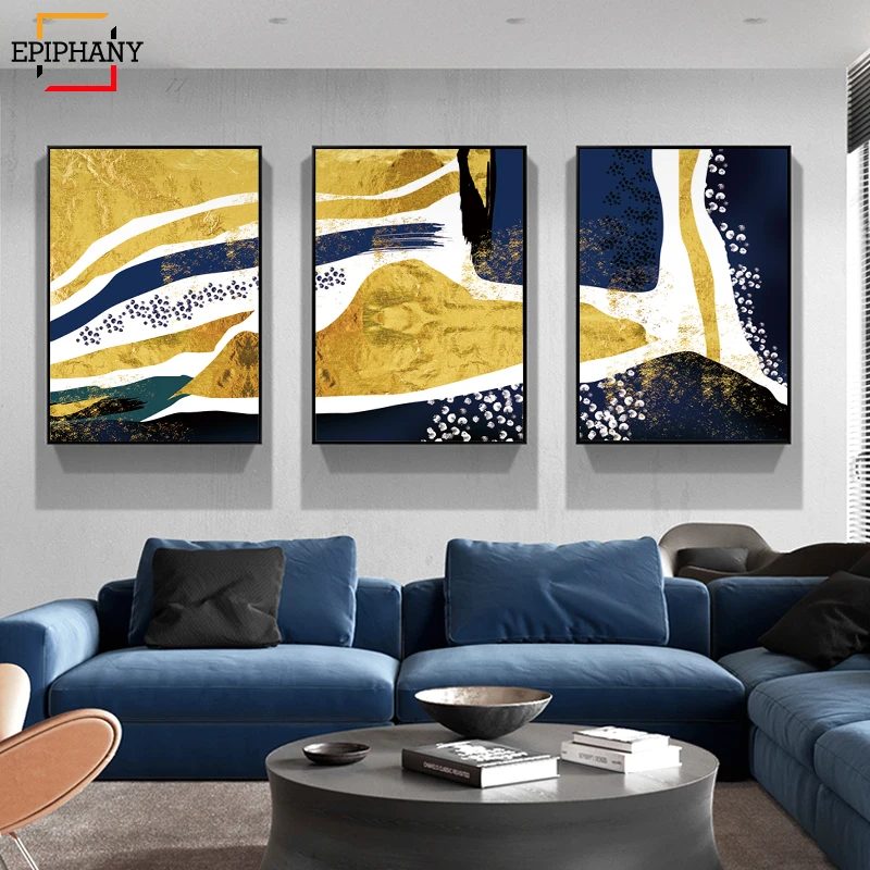 Modern Home Decor Abstract Canvas Painting Gold Yellow Posters and Prints Decorative Art Wall Pictures for Living Room|Рисование и