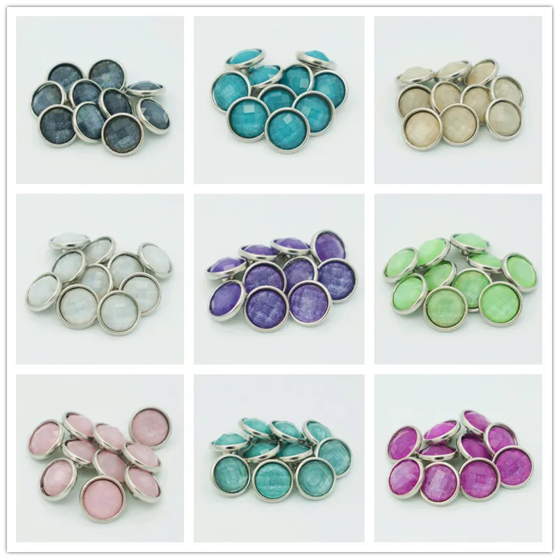 

Hot sale NS5007 Mixed 10pcs 12mm Colorful Glitter Faceted Beauty snap buttons fit DIY snap bracelet Jewelry wholesale