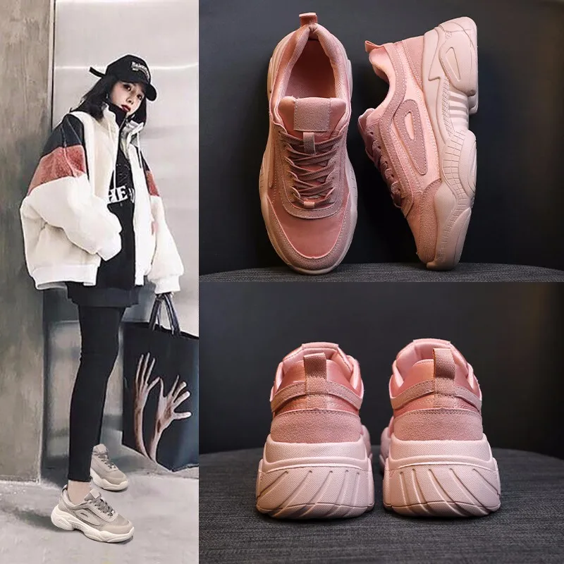 Женские кроссовки на платформе NAUSK белые кожаные толстой подошве для тенниса