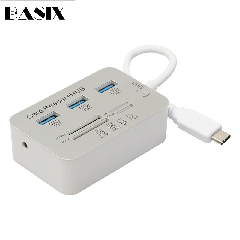 Basix Type C концентратор Высокоскоростной USB 3 0 SD/TF/M2/адаптер MS Usb Hub для Windows XP 7 Macbook pro