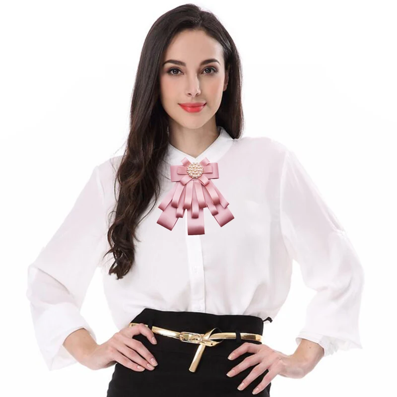 Лента Броши бант Для женщин тканевый галстук рубашка корсаж для платья Роскошные