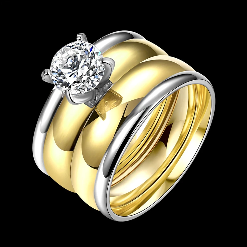 Женское Обручальное кольцо золотого цвета из титановой стали 2 шт./компл. Anelli Donna