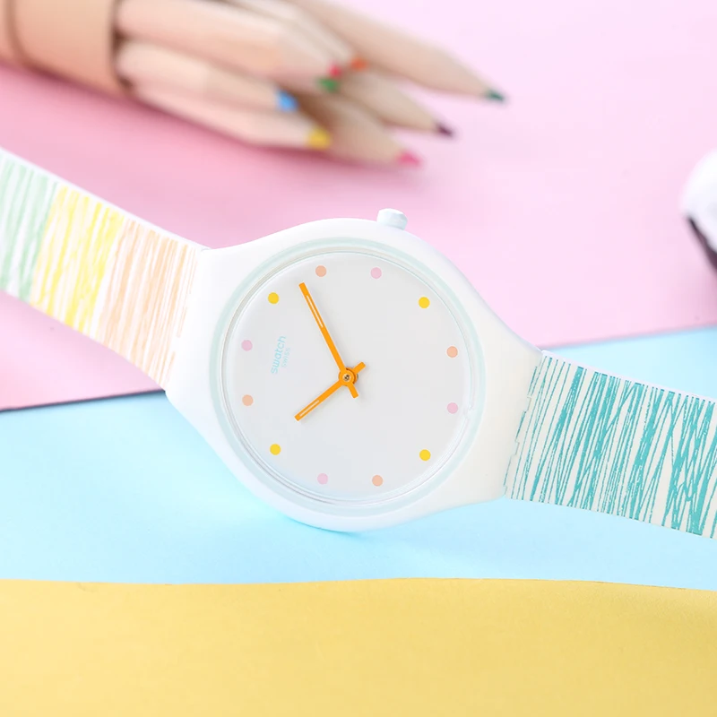 Часы Swatch кожи серия элегантных и свежий кварцевые Мужской женский таблицы