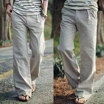

High quality top new cool male loose linen pants trousers comfortable sweatpants,drawstring men's pant