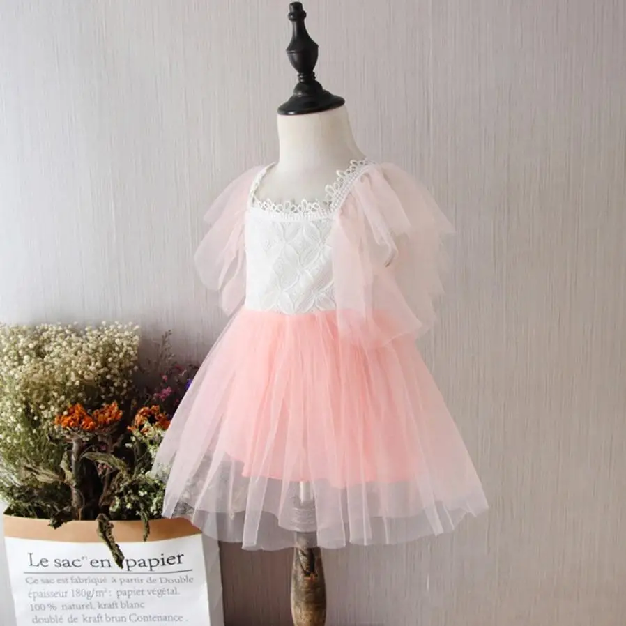TELOTUNY 2018 Children Kid Girls Patchwork Lace Net Yarn Princess Backless Dress Clothes For FEB10 | Детская одежда и обувь
