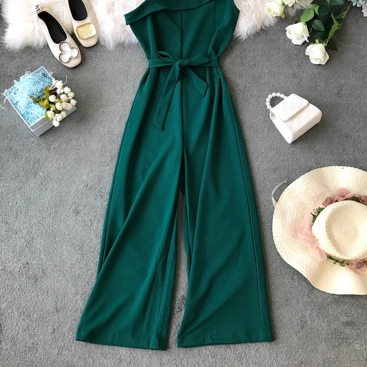 ALPHALMODA Женские однотонные Комбинезоны на одно плечо с высокой талией и поясом, женские летние модные повседневные Комбинезоны ярких цветов без рукавов