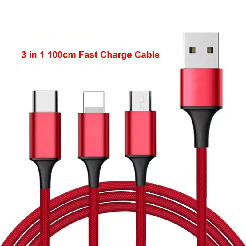 USB кабель для iPhone XS X 8 7 6 зарядное устройство 3 в 1 Micro Android TypeC кабели мобильных