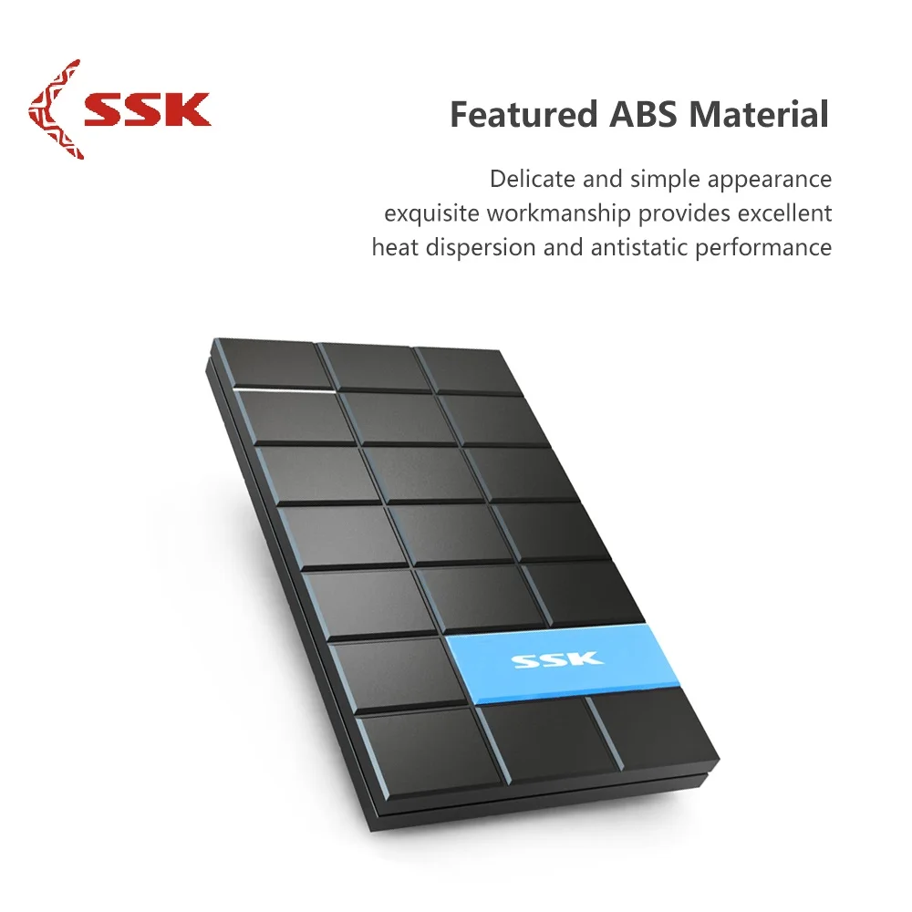SSK HDD чехол 2,5 дюймов SATA to USB3.0 корпус SSD, HDD адаптер для типа C коробка для жесткого диска внешний HDD высокоскоростной Черный 080