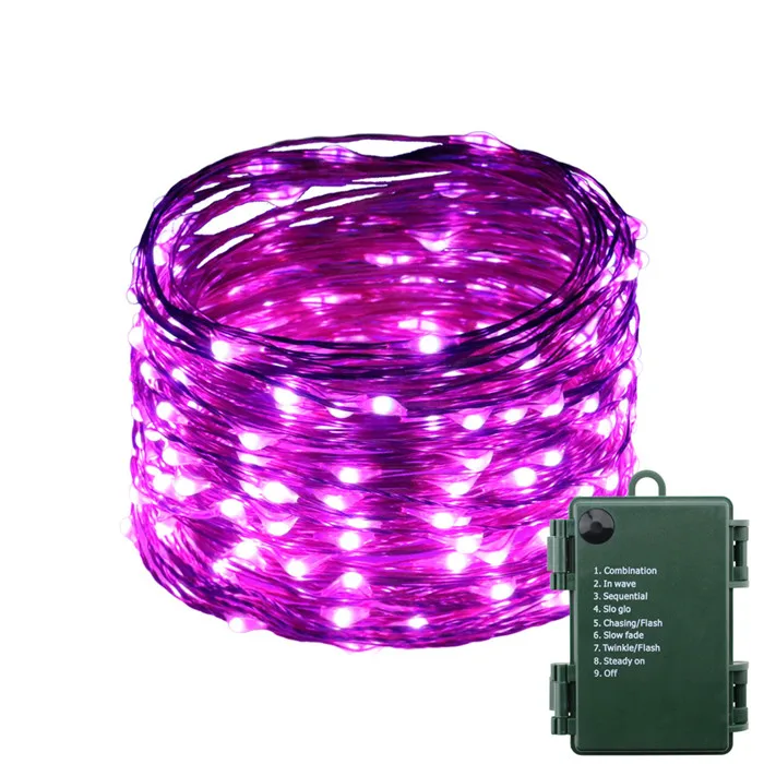 Purple 1/2/4 шт. 6AA Батарея батареях 30 м 99ft 300LED Водонепроницаемый теплый белый огни строки Медный провод Рождество свадебная гирлянда 8 режимов - Испускаемый цвет: Purple