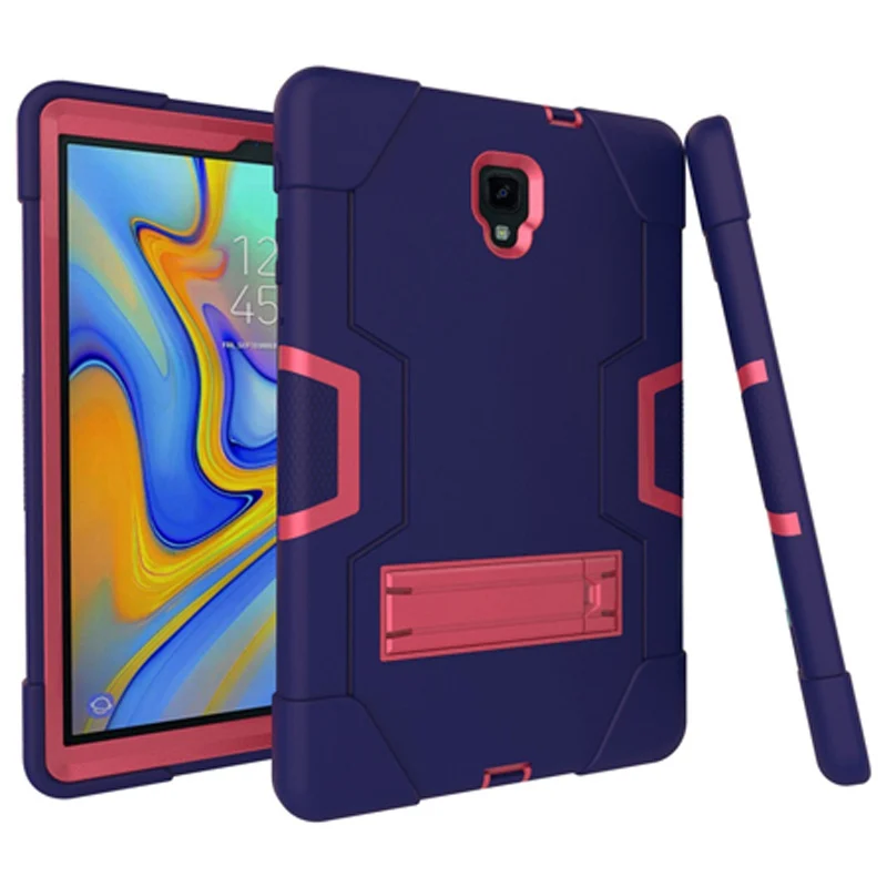 Детский противоударный Гибридный Силиконовый чехол для samsung Galaxy Tab A 10,5 T590 T595 T597, защитный чехол Tab A 10,5 дюйма, Чехол+ пленка+ ручка - Цвет: purpleR