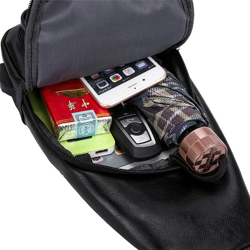 Мужская спортивная сумка через плечо из искусственной кожи на лямках + usb-порт для