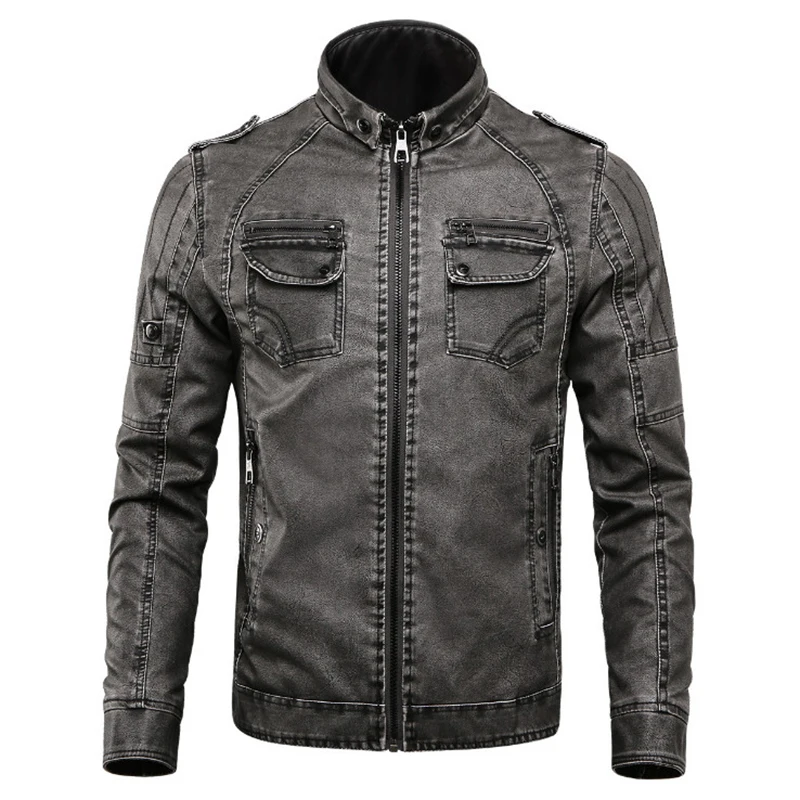 

Men's Leather Jacket Autumn Winter Fleece Faux Leather Coat Jaqueta Couro Masculina Motorcycle Leather Jacket Male Outerwear 4XL