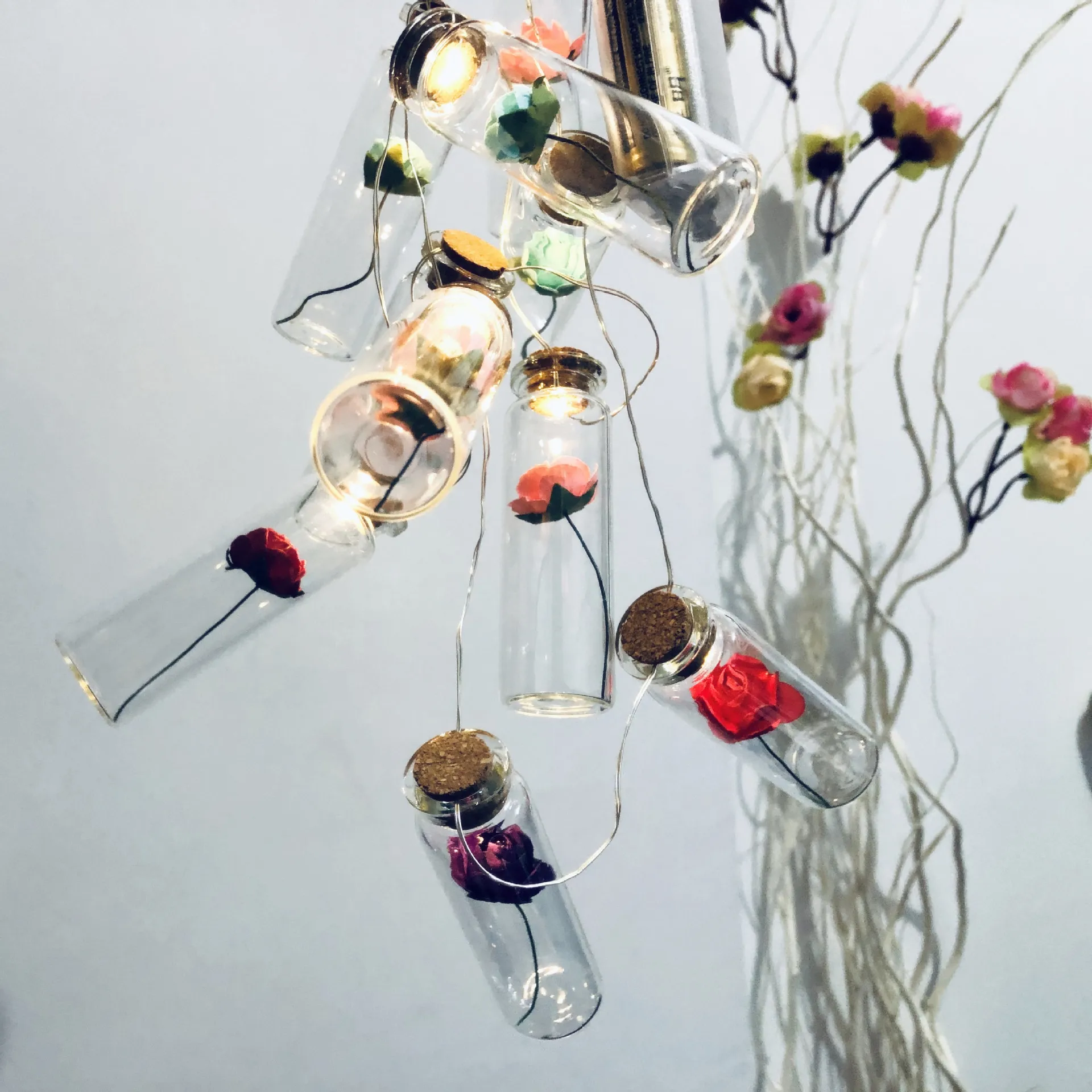 1M 10 LED Romantic Rose Wishing Bottle Copper Wire String Light Home Christmas Party Decoration (Without Batteries) | Лампы и