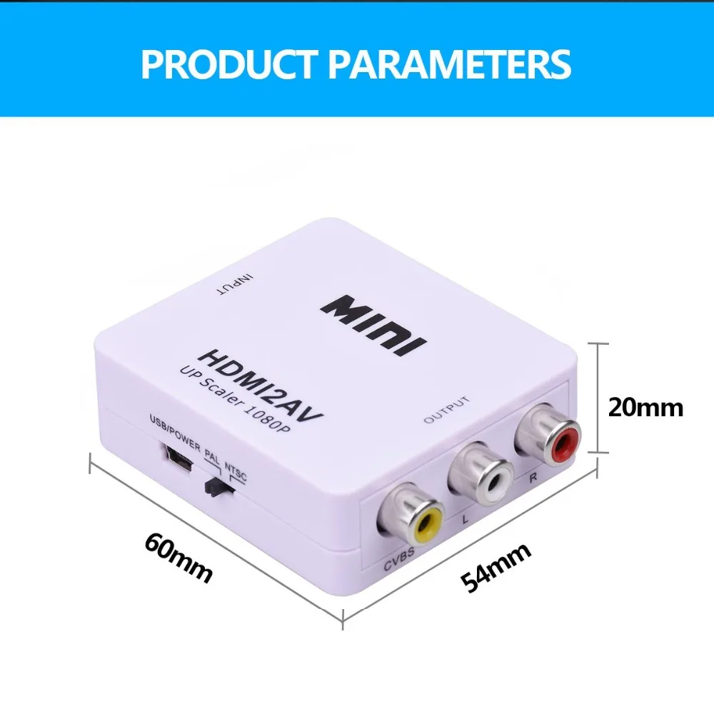 Адаптер преобразователь hdmi av HD видео с HDMI на RCA AV/CVSB L/R 1080P HDMI2AV поддержка NTSC PAL