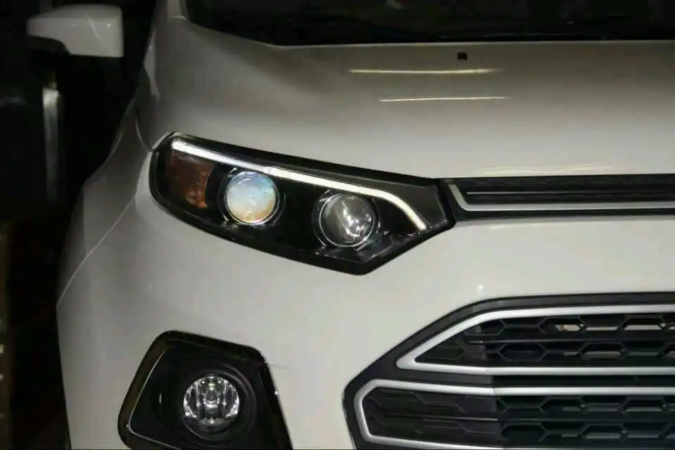 

2pcs Car Styling for Ecosport Headlights 2013 2014 2015,Ecosport Head light DRL Bi Xenon Lens High Low Beam Parking Fog Lamp
