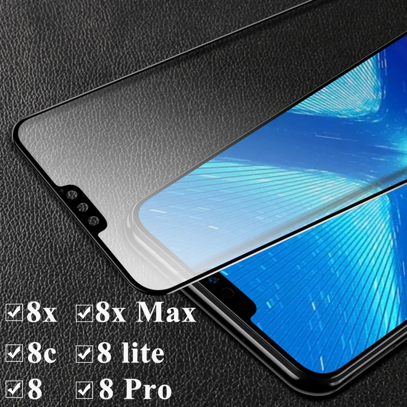 Защитное стекло на honor 8c 8x max для Huawei 8 lite pro c x maxx huawey huavai полное покрытие 2.5D 9h
