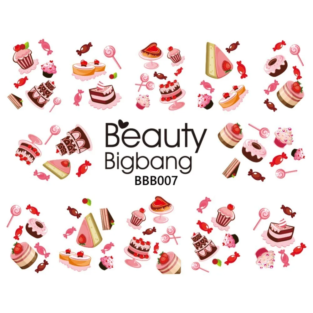 BBB-007 BeautyBigBang водяные наклейки для ногтей 1 шт. мороженое Десерт форма дизайн DIY наклейки для ногтей s Шарм украшения для ногтей BBB006 - Цвет: BBB-007