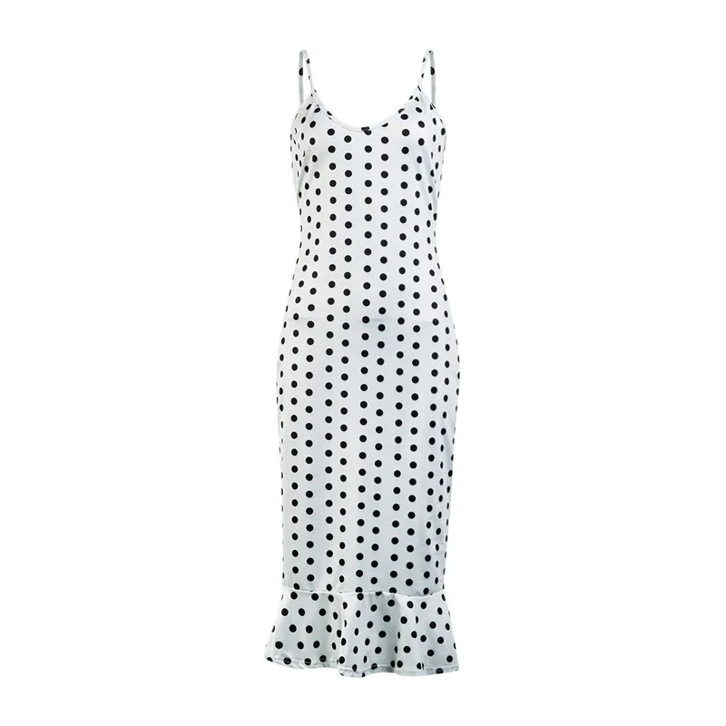 Женский сарафан в горошек плиссированный праздничный без рукавов с v-образным