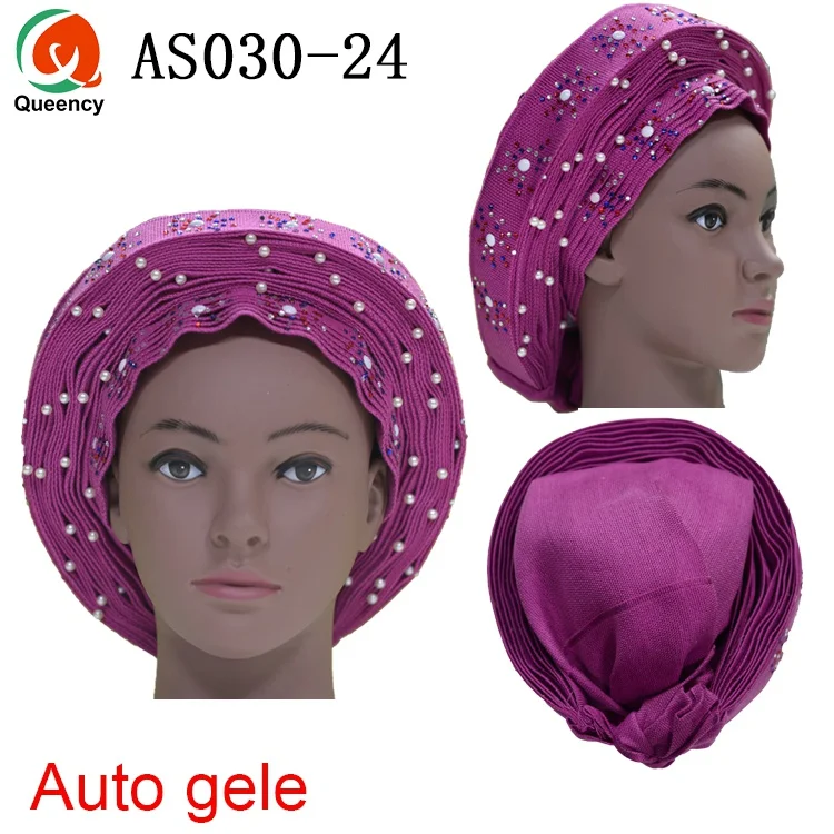 fushia Queency африканские готовые дамы Aso oke материал авто-геле Headtie многоцветные доступны DHL AS030 - Цвет: fushia