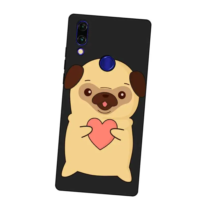 N310 Dog Cute Pug Black Silicone Case Cover For Xiaomi Redmi Note 3 4 4X 5 5A 6 7 Pro Global |