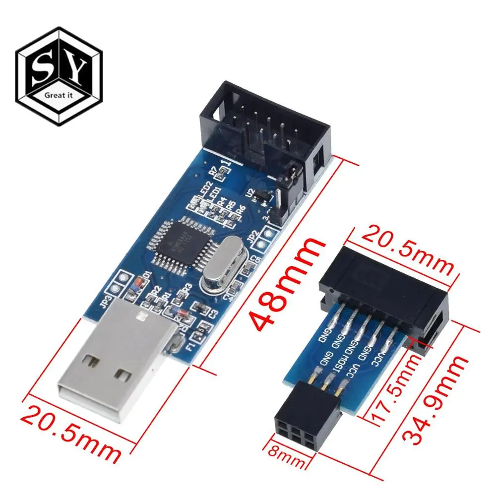 1 шт. Great IT USBASP USBISP AVR программист USB ISP USB ASP ATMEGA8 ATMEGA128 Поддержка Win7 64