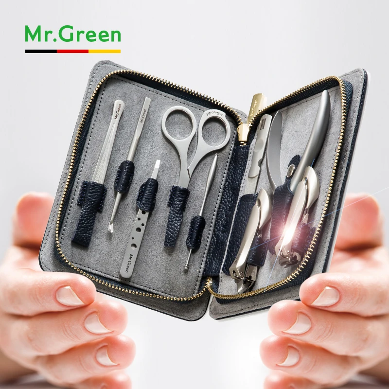 MR. GREEN педикюрный набор кусачки для ногтей из нержавеющей стали профессиональные кусачки для маникюра с кожей набор для маникюра с чехлом набор для ногтей инструмент для ногтей