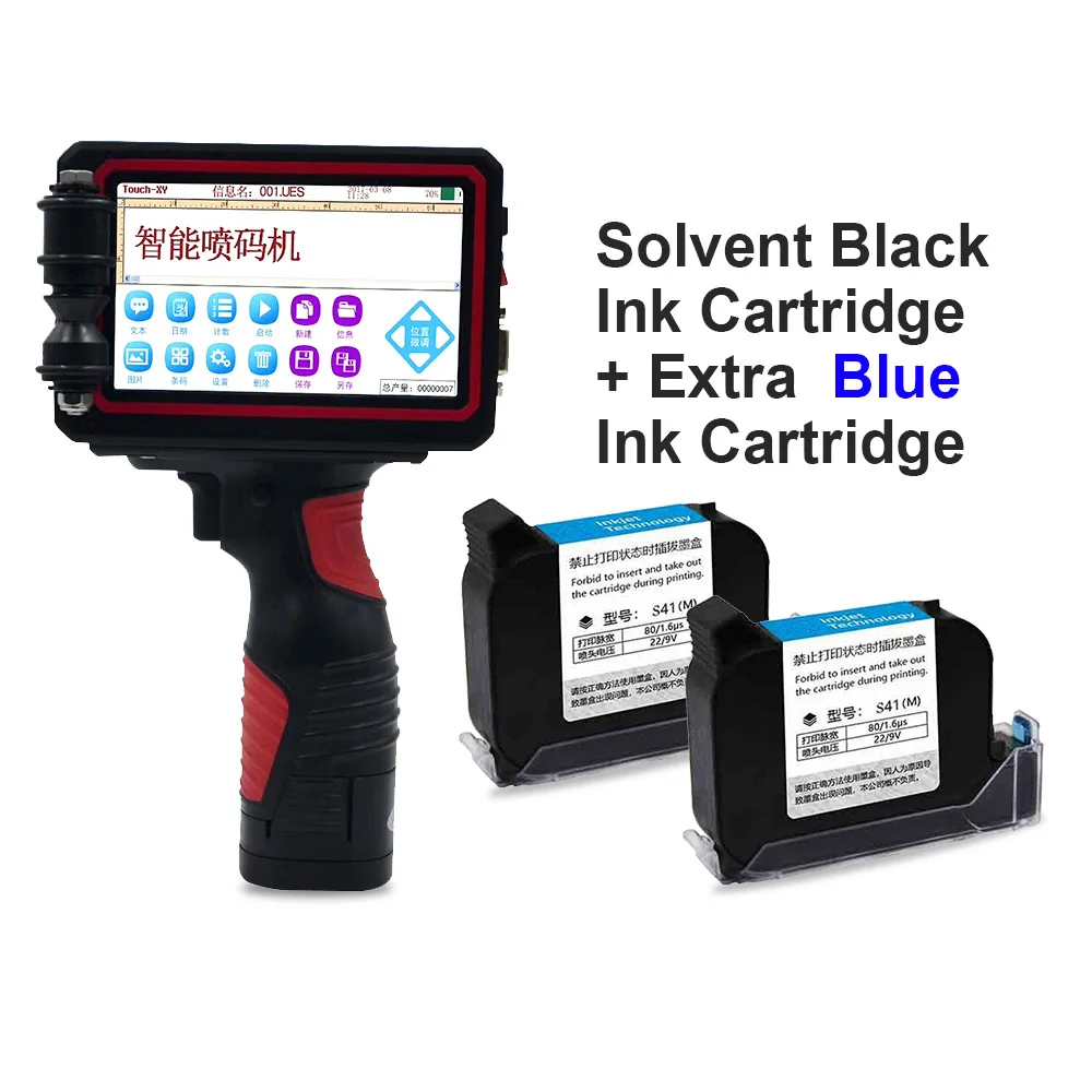 extra solvent blue Портативный 25,4 мм ручной Интеллектуальный принтер с сенсорным экраном струйный принтер с номером даты QR код штрих-код для печати коробок - Цвет: extra solvent blue