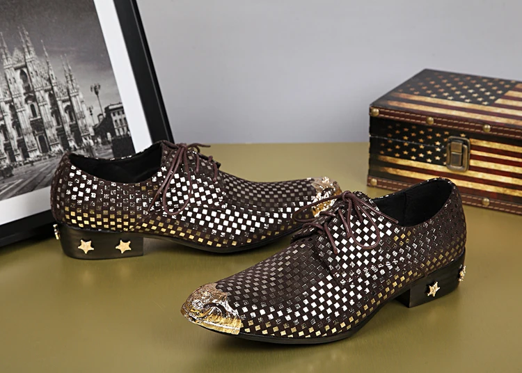 Новинка модная мужская обувь в деловом стиле мужские туфли-оксфорды клетку