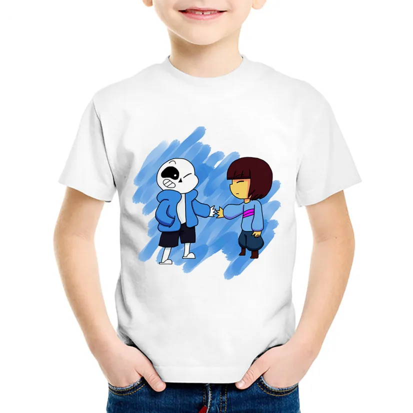 Детские Забавные футболки с рисунком Skull Brother Undertale детские летние для мальчиков и