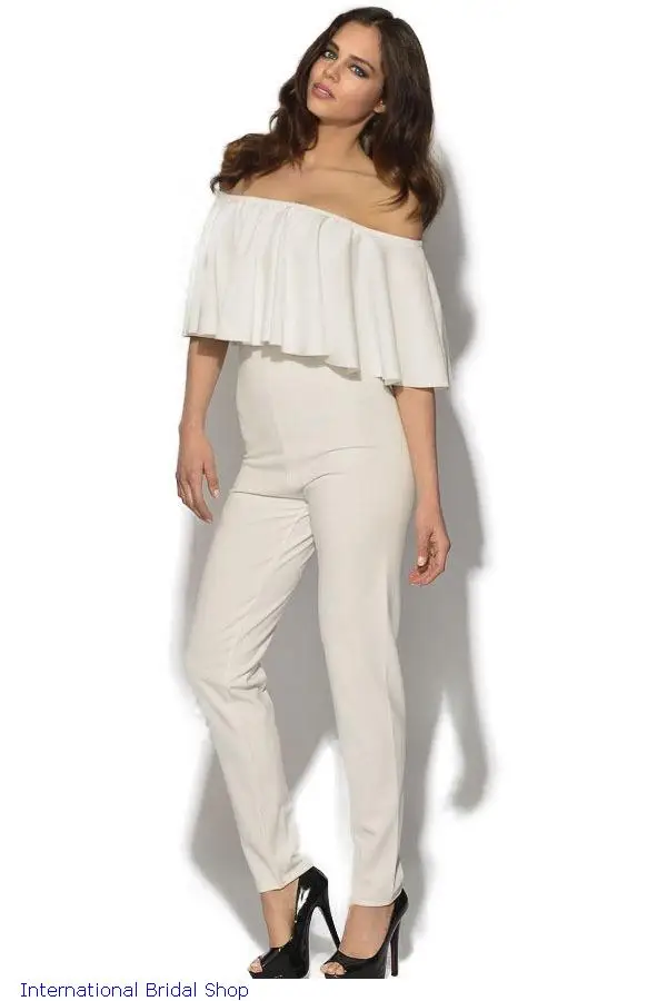 New Celebrity Frill Sexy White/Black/Blue Slash Neck Cute Summer Playsuit Rompers And Long Jumpsuit For Womens Bodysuits LC60013 |