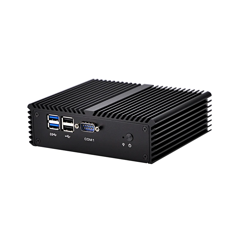 Qotom-Q400P Мини ПК Celeron/Core i3/i5 двухъядерный Безвентиляторный Компьютер поддержка Win Linux мини-сервер с 2 Ethernet LAN